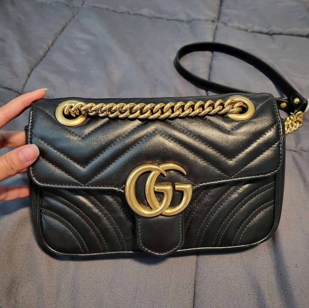 Sold‼️Gucci GG Marmont Mini Black Leather